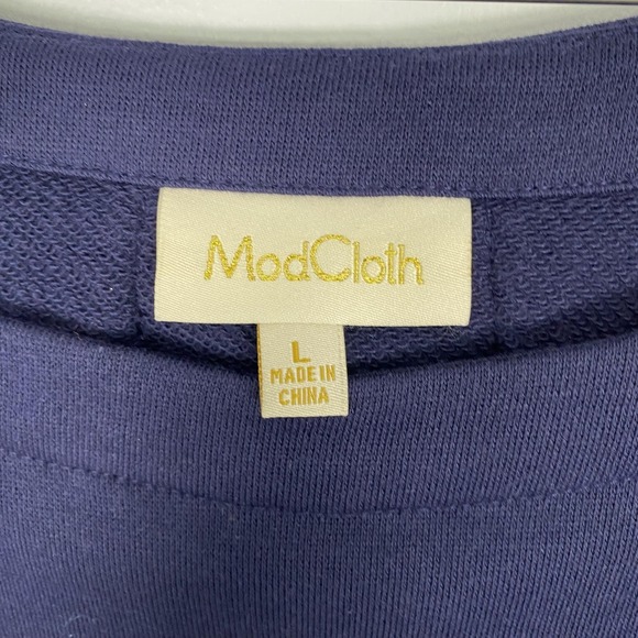 ModCloth Shirt Womens Large Blue 3/4 Bell Sleeve Bow Back BlouseTop Boho - Picture 3 of 11